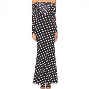 AFRM Black and White Polka Dot Long Sleeve Dress